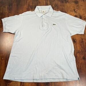 Lacoste Shirt Mens Large 5 Polo Light Blue Button Up Short‎ Sleeve Collard Tee41